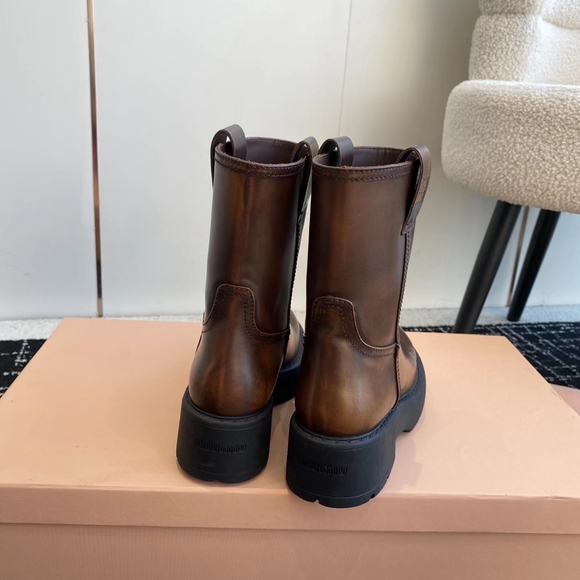 Miu Miu Chunky Platform Short Biker Boots - Picture 5 of 9